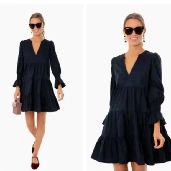 Tuckernuck Pomander Place Navy Cotton Kenzo Long Sleeve Dress - Picture 1 of 7